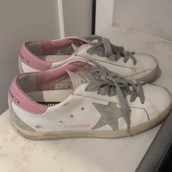 Golden Goose Shoes - Golden Goose White and Pink Star Sneakers